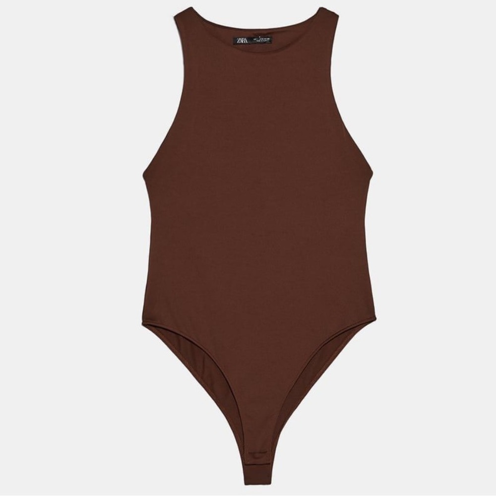 ZARA Brown Halterneck Bodysuit